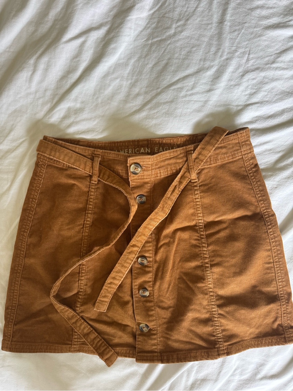 American Eagle Outfitters Rust Tan Corduroy Button-Front Mini Skirt
